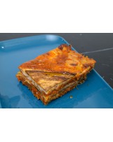 Moussaka 400gr  Aubergine,  bœuf, tomate, oignons, carottes, bechamel