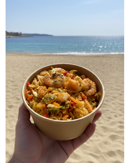 NEW: Crevettes, coco curry, épinards et pâtes